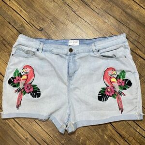 Lane Bryant embroidered denim shorts